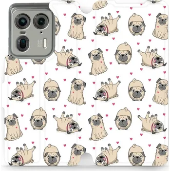 Pouzdro na mobilní telefon Flipové pouzdro Mobiwear - Motorola Edge 50 Ultra - M097P Mopsíci (Knížkové flip pouzdro, obal, kryt na mobil Motorola Edge 50 Ultra - M097P Mopsíci, materiál Umělá kůže + TPU - ochrana 360°, stojánek, silikonová vanička, magnetické zavírání)