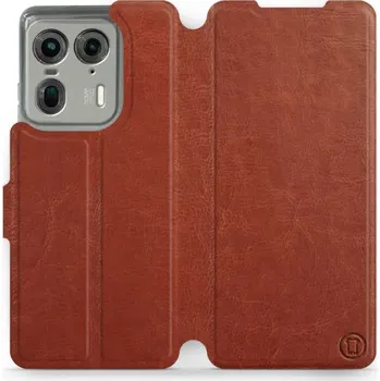 Pouzdro na mobilní telefon Flipové pouzdro Mobiwear - Motorola Edge 50 Ultra - Hnědé a šedé (Knížkové flip pouzdro, obal, kryt na mobil Motorola Edge 50 Ultra - Hnědé a šedé, materiál Umělá kůže + TPU - ochrana 360°, stojánek, silikonová vanička, magnetické zavírání)