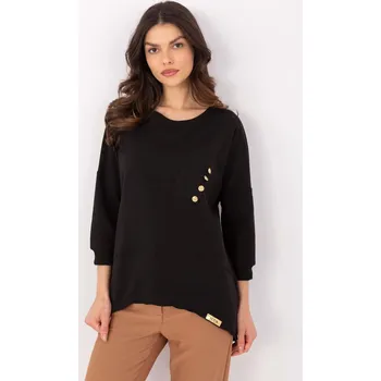 Dámská halenka Černá dámská halenka FPrice s prodlouženým zadním dílem, M i523_5906694014581