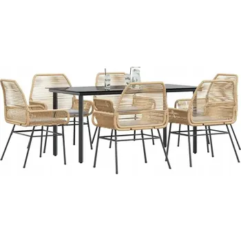 Zahradní sestava Sada zahradního nábytku z umělého ratanu vidaXL, černá, 7 dílů