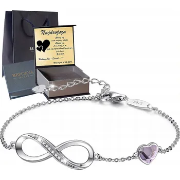 Náramek Stříbrný Náramek Zirkony Stříbro 925 Srdce Srdíčko Dárek Pro Ženu