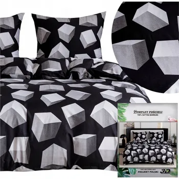 Povlečení Povlečení 160x200 3dílná sada povlaků 70x80 saténové Maria geometrické