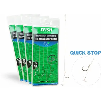 Rybářský háček Zfish Návazec Method Feeder Rig Quick Stop Braid 10 cm 5 ks 6