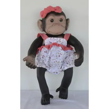 plyšák Opička ve světlých krátkých kalhotách s laclem od RosaToys (MONO REBORN 35CM CON PANTALON CORTO)