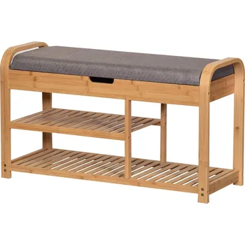 Botník VerDesign BAMBOO skříňka na boty se sedákem, šedá