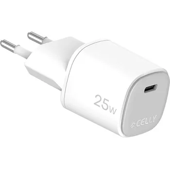 Nabíječka do sítě Celly USB-C, GaN, 25 W - bílá