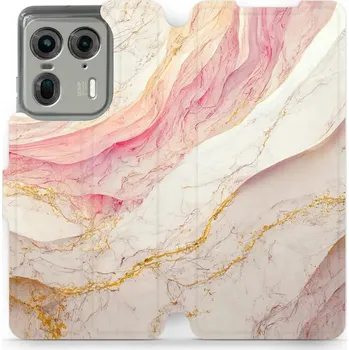 Pouzdro na mobilní telefon Flipové pouzdro Mobiwear - Motorola Edge 50 Ultra - VP32S Růžový a zlatavý mramor (Knížkové flip pouzdro, obal, kryt na mobil Motorola Edge 50 Ultra - VP32S Růžový a zlatavý mramor, materiál Umělá kůže + TPU - ochrana 360°, stojánek, silikonová vanička,)