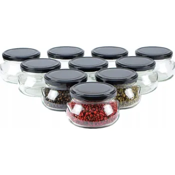 Sklenice Zavařovací Sklenička na zavařeniny Pojemnikowo průhledný s černým víčkem, 300 ml