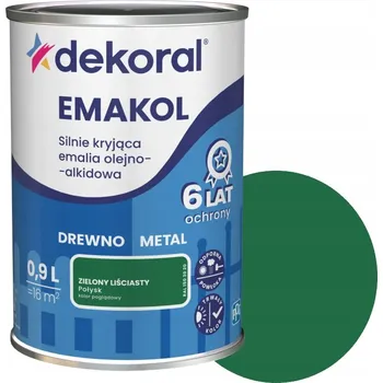 Vrták Dekoral Emakol Strong Olejová Emailová Barva na Dřevo a Kov Zelená Listnatá 0,9l