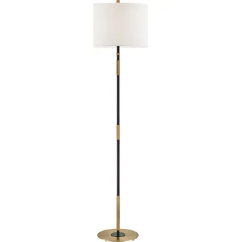 Stojací lampa HUDSON VALLEY stojací lampa BOWERY mosaz/textil starobronz/bílá E27 1x20W L3724-AOB-CE
