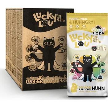 Krmivo pro kočku 9kg Lucky Lou Kitten drůbež a kuře granule pro kočky