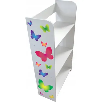 Knihovna Jednoduchý regál Leomark 50x25x102,5 cm na knihy, hračky, doplňky - Motýlci