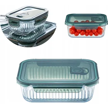 Dóza na potraviny NÁDOBA NA POTRAVINY SKLENĚNÁ S VÍKEM DO MIKROVLNNÉ TROUBY PRO UCHOVÁVÁNÍ OBĚDŮ LUNCHBOX 370 ml