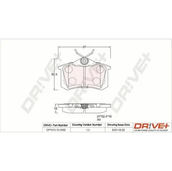 Brzdová destička Sada brzdových destiček, kotoučová brzda Dr!ve+ DP1010.10.0952