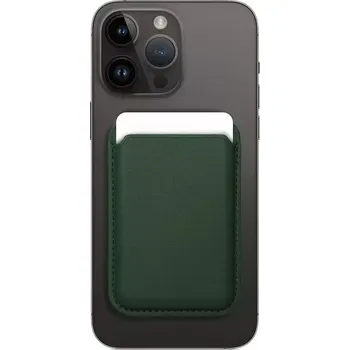 Magnetická peněženka z eko kůže kompatibilní s Mag Safe pro telefony Apple iPhone - tmavě zelená (Eko leather Mag Wallet dark green)