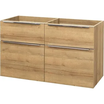 Koupelnový nábytek Mereo Mailo, koupelnová skříňka 121 cm, dub Riviera, chrom madlo CN523S