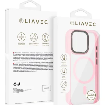 Pouzdro na mobilní telefon Zadní kryt Liavec Hybrid Magsafe Clear pro iPhone 15 Pro Max light pink