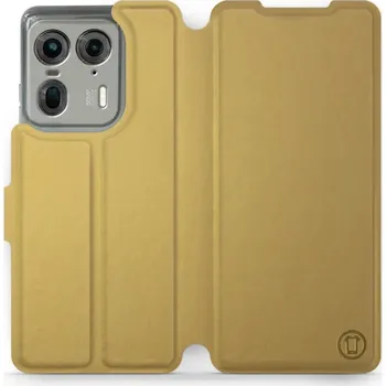 Pouzdro na mobilní telefon Flipové pouzdro Mobiwear - Motorola Edge 50 Ultra - Zlatavé a šedé (Knížkové flip pouzdro, obal, kryt na mobil Motorola Edge 50 Ultra - Zlatavé a šedé, materiál Umělá kůže + TPU - ochrana 360°, stojánek, silikonová vanička, magnetické zavírání)