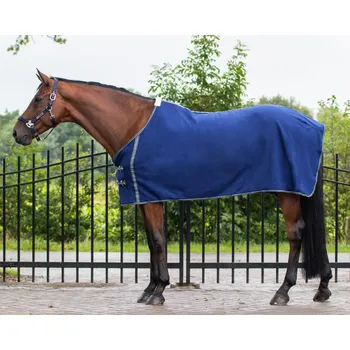 Deka pro koně Odpocovací fleecová deka QHP Basic - bez křížového zapínání, modrá, 125 cm