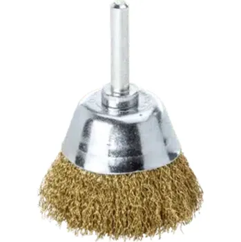 Drátěný kartáč Lessmann 437542 | Kartáč na plochy se stopkou průměr 6 mm průměr 70x15 / 0,20 mosazný drát, zvlněný