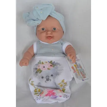 Panenka Realistické miminko - holčička - smějící se Maruška se světle modrou mašlí od španělské firmy Marina & Pau (Cookie Nana - 20 cm)