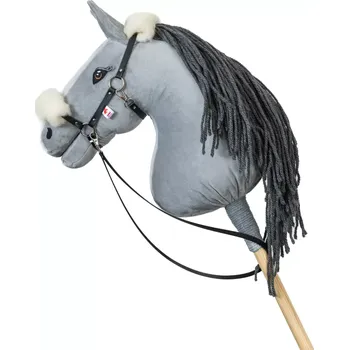 Hobby horsing Ohlávka s beránkem Eco kůže - Černá stříbrná - Dospělý kůň (Hobby horsing )