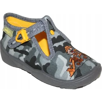 Chlapecké bačkory Befado dětské papuče na suchý zip šedé, velikost 18