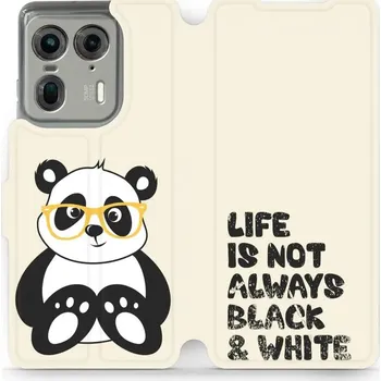 Pouzdro na mobilní telefon Flipové pouzdro Mobiwear - Motorola Edge 50 Ultra - M041S Panda - life is not (Knížkové flip pouzdro, obal, kryt na mobil Motorola Edge 50 Ultra - M041S Panda - life is not, materiál Umělá kůže + TPU - ochrana 360°, stojánek, silikonová vanička, magnetick