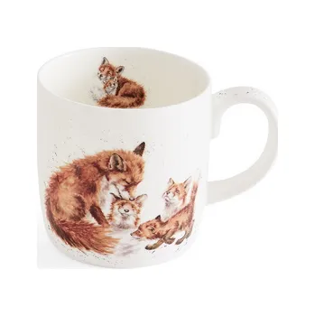 Wrendale porcelánový hrnek velký The Bedtime Kiss Parent and Child Foxes s liškou 0,4l