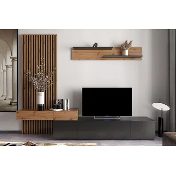 Nábytek CASARREDO SOWETO PLUS obývací stěna, černá / dub Artisan