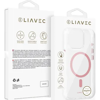Pouzdro na mobilní telefon Zadní kryt Liavec Glossy Magsafe Clear pro iPhone 15 Pro pink