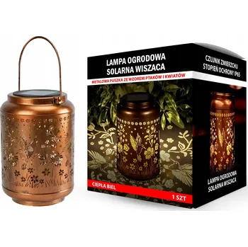 Venkovní osvětlení Solární Lampa Retro závěsná LED s motivem kolibříků a květin