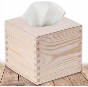 Úložný box Krabička na kapesníky Bartu dřevěná, hnědá