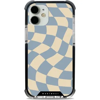 Pouzdro na mobilní telefon Odolný obal Mobiwear MagSafe Elite Bumper - Apple iPhone 12 Mini - DA59D Modrá a béžová šachovnice (Odolný kryt, pouzdro, obal Mobiwear Elite Bumper na mobil Apple iPhone 12 Mini - DA59D Modrá a béžová šachovnice, materiál Plast + TPU silikon + kov -)