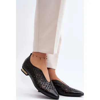 Dámské baleríny Kůžené jarní baleríny s ažurovým svrškem, 39 i240_192480_2:39