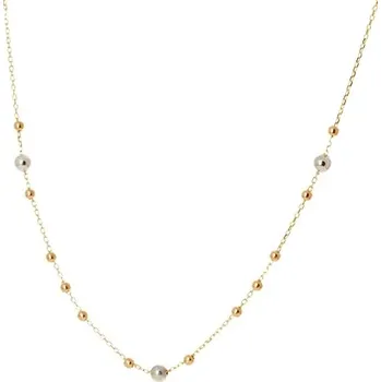 Náhrdelník Dámský zlatý tříbarevný náhrdelník s kuličkami 42-45 cm ZLNAH215F + DÁREK ZDARMA