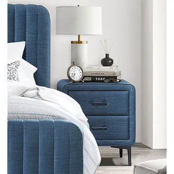 Noční stolek VerDesign Vintage čalouněný noční stolek, modrá