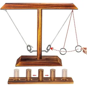 Dřevěná hračka Sluneční úsměv Hod kroužkem, háček a kroužek v interiéru, hod hákem a kroužkem, hod kroužkem, hod