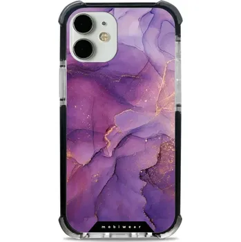 Pouzdro na mobilní telefon Odolný obal Mobiwear MagSafe Elite Bumper - Apple iPhone 12 Mini - D020D Fialový mramor (Odolný kryt, pouzdro, obal Mobiwear Elite Bumper na mobil Apple iPhone 12 Mini - D020D Fialový mramor, materiál Plast + TPU silikon + kov - zesílená ochrana telefonu,