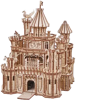 Puzzle Wood Trick "Dračí hrad" - 3D dřevěné mechanické puzzle ("Dragon Castle" - dřevěné 3D puzzle a dřevěné skládačky)