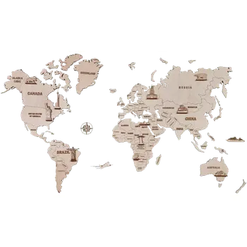 Puzzle Wood Trick "Mapa světa (velikost L)" - 3D dřevěné mechanické puzzle ("Fairy theatre" - dřevěné 3D puzzle a dřevěné skládačky)