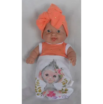 Panenka Realistické miminko - holčička - smějící se Maruška s oranžovou mašlí od španělské firmy Marina & Pau (Cookie Nana - 20 cm)