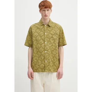 Pánská košile Bavlněná košile Norse Projects Mads Batik SS Shirt, M, zelená, 77X