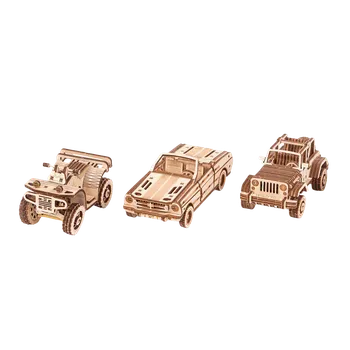 Puzzle Wood Trick "Set aut" - 3D dřevěné mechanické puzzle ("Auto set" - dřevěné 3D puzzle a dřevěné skládačky)