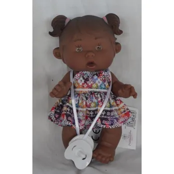 Panenka Panenka - černoška Judy v pestrobarevných šatech - Nenotin od španělské firmy Marina & Pau (Nenotin - 21 cm )
