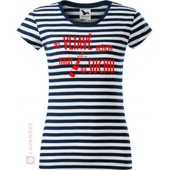 Dámské tričko Na Vltavě nejsem nikdy na suchu, dámské, pruhy, XS (Dámské tričko pro vodáky)