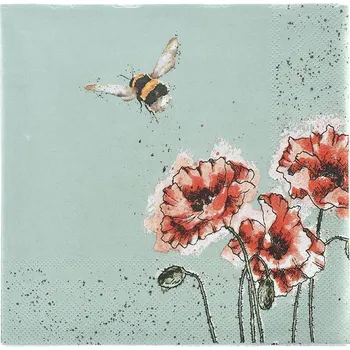 Stolování Wrendale Designs Papírové ubrousky Wrendale Designs "Flight of the Bumblebee", 24x24 cm - Čmelák