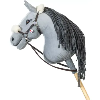 Hobby horsing Ohlávka s beránkem Eco kůže - Hnědá stříbrná - Dospělý kůň (Hobby horsing )