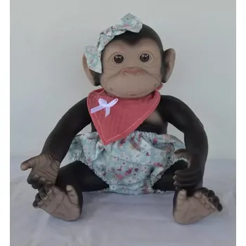 plyšák Opička v kalhotkách a červeném bryndáčku od RosaToys (MONO REBORN 35CM ROSA CON BRAGUITAS Y BARBERO)