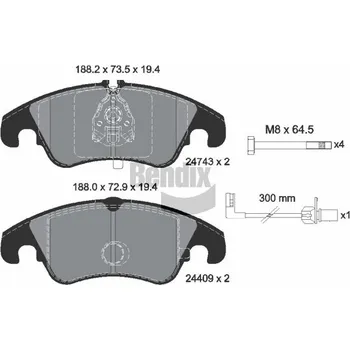Brzdová destička Sada brzdových destiček, kotoučová brzda BENDIX Braking BPD1108